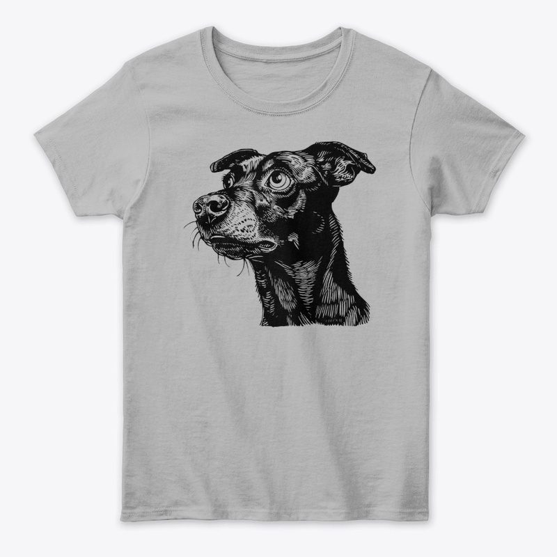 Detailed Black Ink Dog Illustration