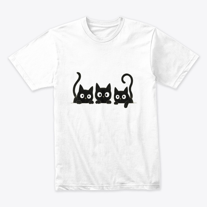 Curious Black Cats – Peeking Trio Tee