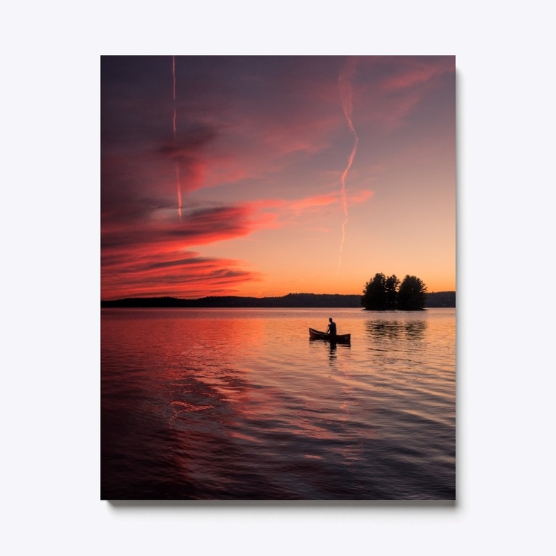 Boat on a lake during sunset