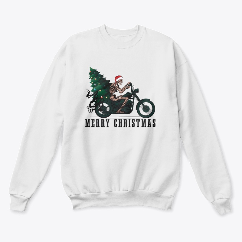 Motorcycle Skeleton Merry Christmas