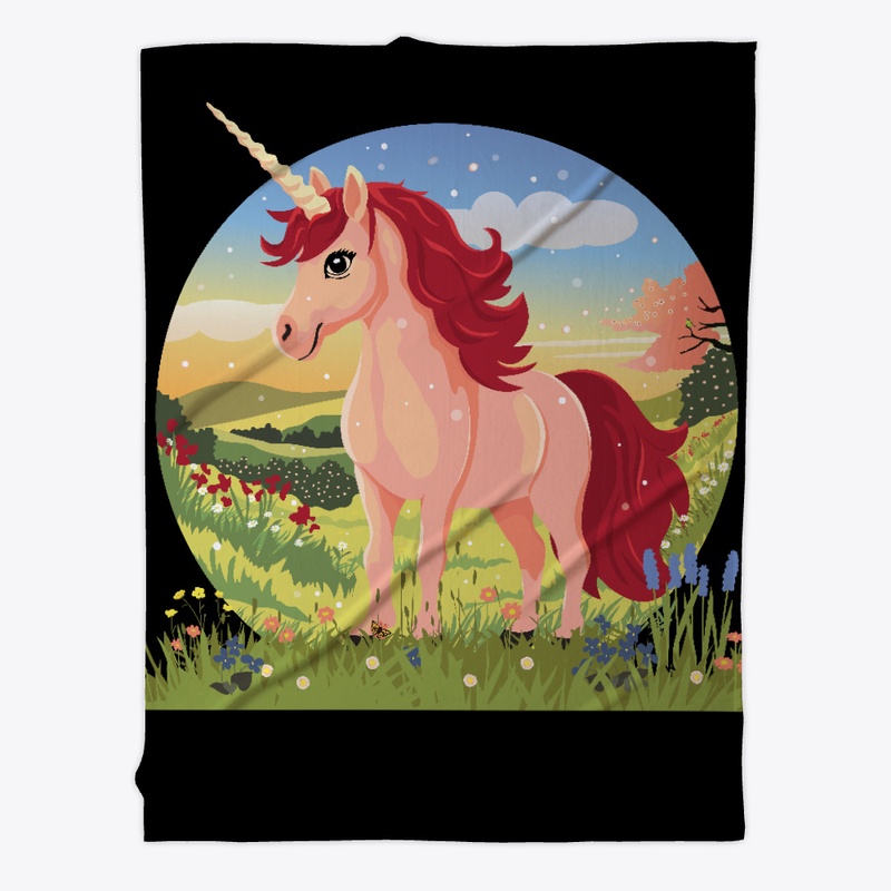 cute unicorn in a spring landscape