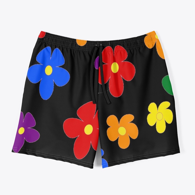 Rainbow Flowers Swim Shorts