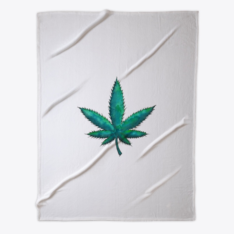 Bold cannabis leaf in aqua