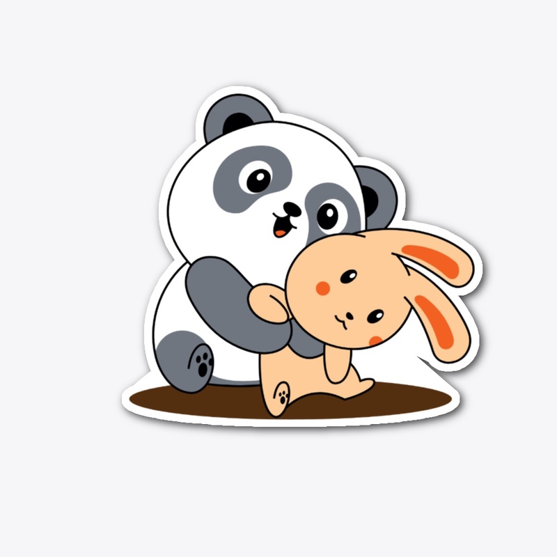 "Cute Panda Hugging Bunny T-Shirt 