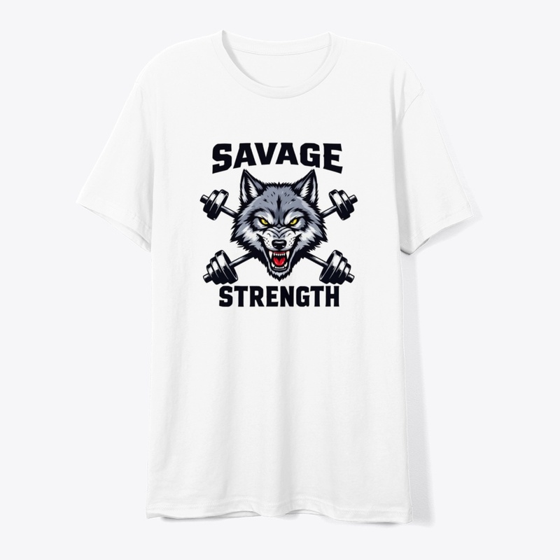 Savage Strength – Wolf & Barbell T-Shirt