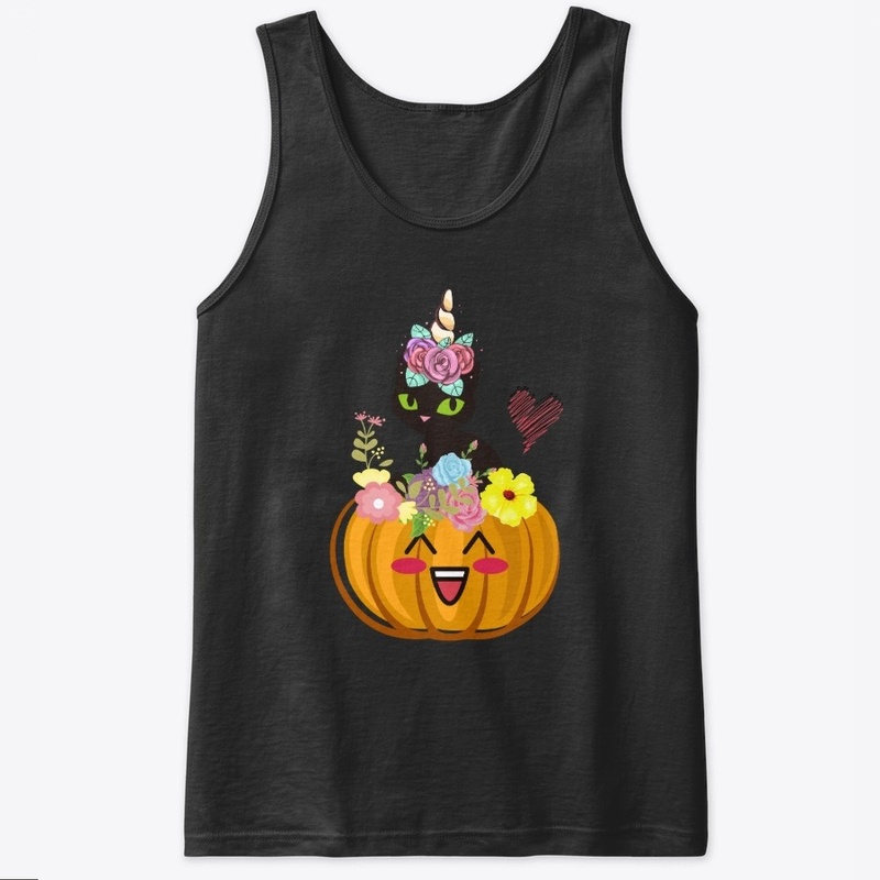 Cute Halloween Pumpkin Unicorn Black Cat