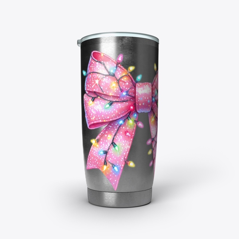 Elegant Chic Pink Bow Christmas Black