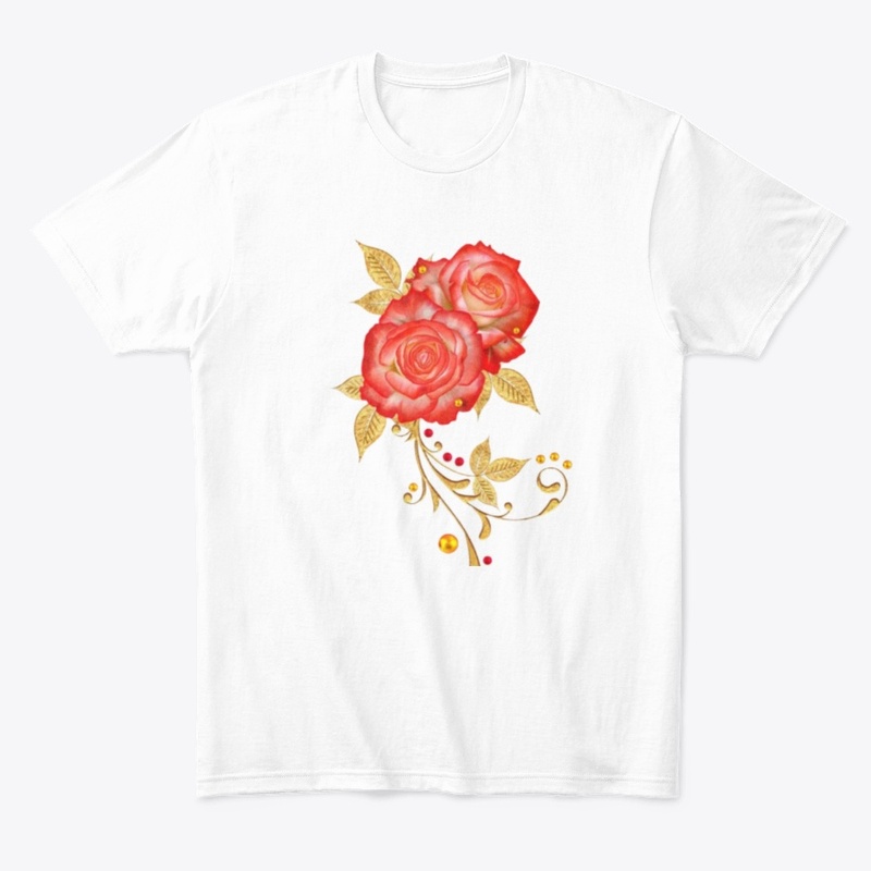 Pink Rose On Tshirt
