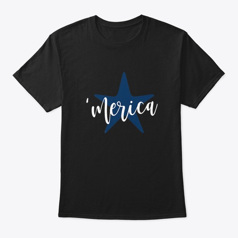 Merica Star Patriotic 4 Th Of July Flag L Black T-Shirt Front