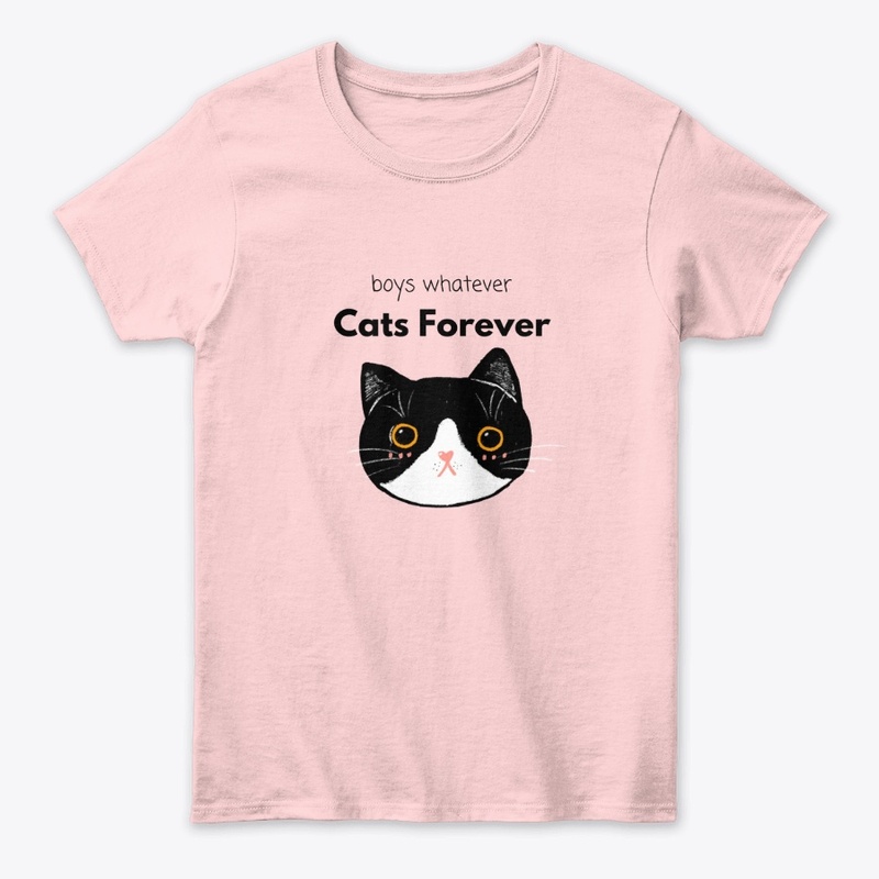 "Boys Whatever Cats Forever" Tuxedo Cat