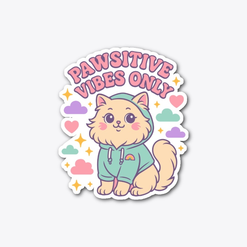 Pawsitive Vibes Only – Purple Cat Tee