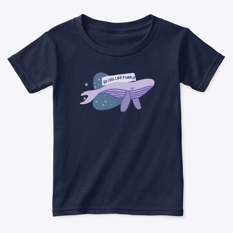 Be Cool Like A Whale Navy  Maglietta Front