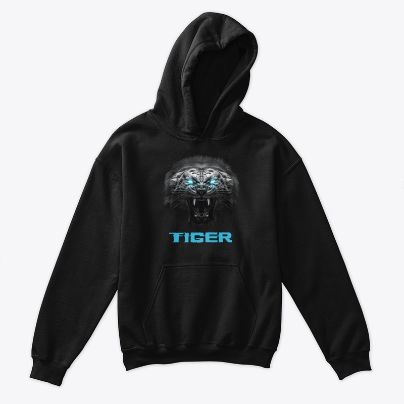 Tiger face with blue eyes