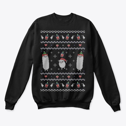 Eggdog Christmas Sweater Black T-Shirt Front