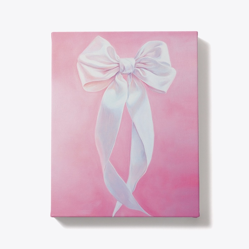 White Bow with Pink 