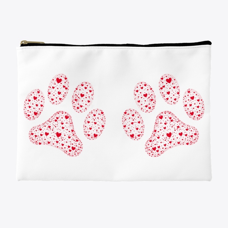Red Animal Paws with Hearts