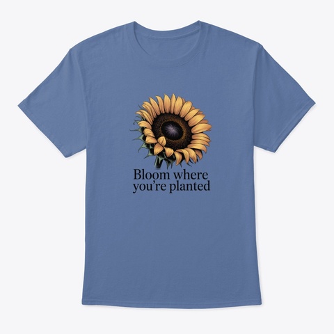 Sunflower Bloom  Denim Blue Kaos Front