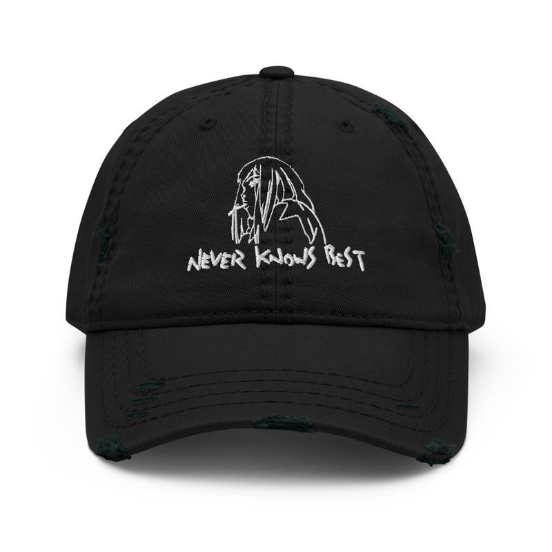 NEVER KNOWS BEST distressed hat
