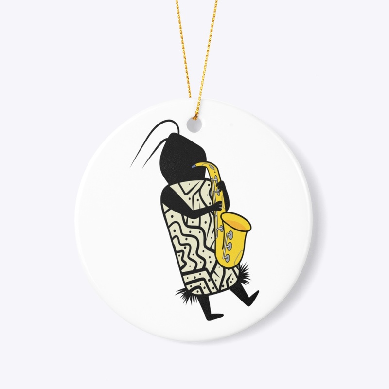 Musician Cave Person Plays Saxophone