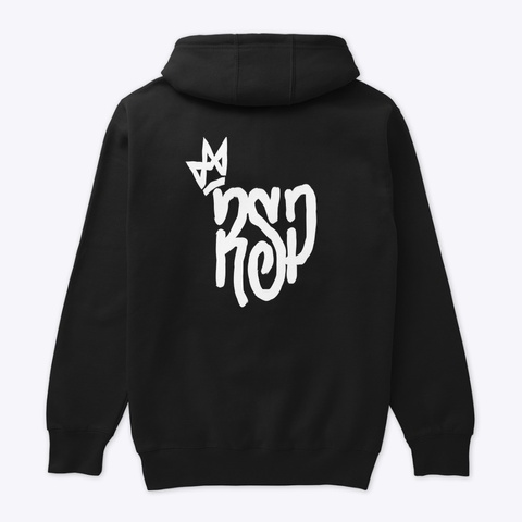 V2 Printed Hoodie(White Logo) Black T-Shirt Back
