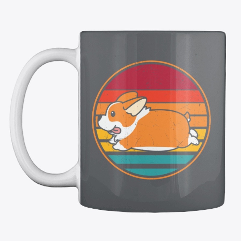 Cute Corgi With Rainbow Background