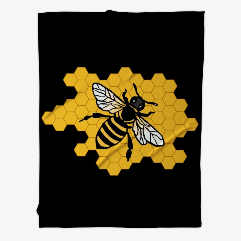 Black Bee/Wasp on Yellow Honeycomb