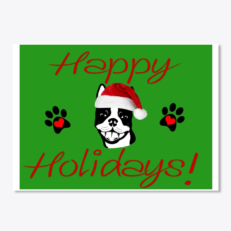 Happy Holidays Boston Terrier Sticker