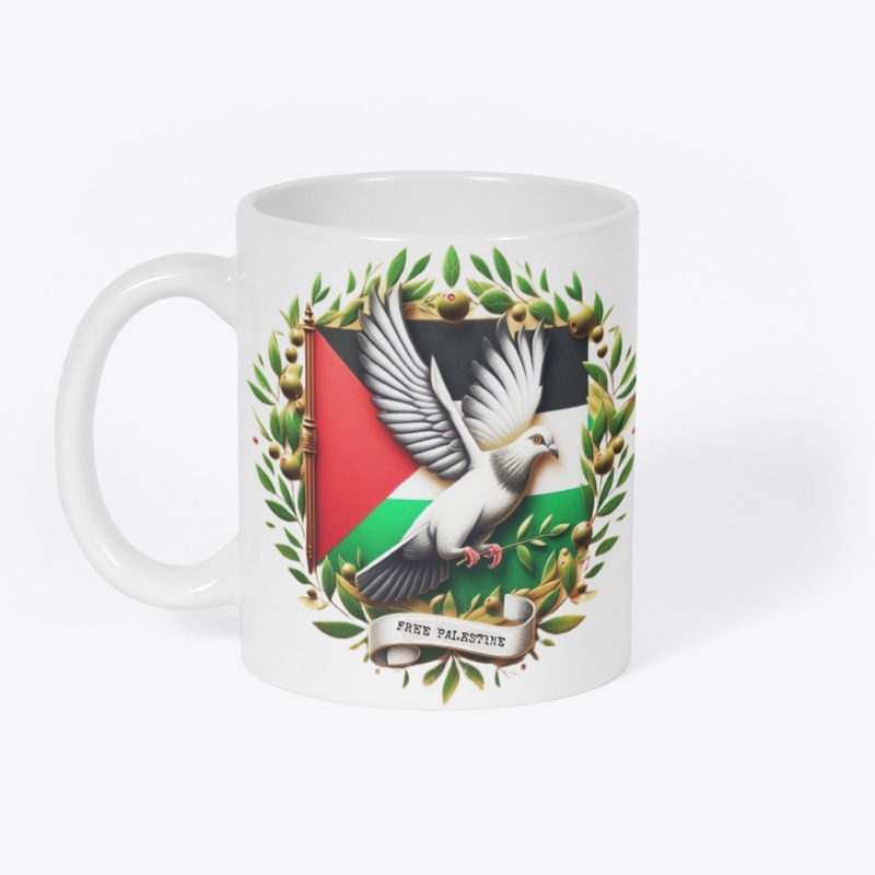 Pigeon Hold olive branch, Palestine Flag