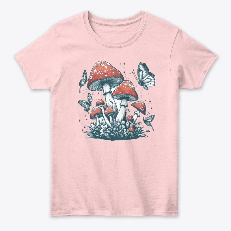 Dancing Butterfly and Mushrooms T-Shirt