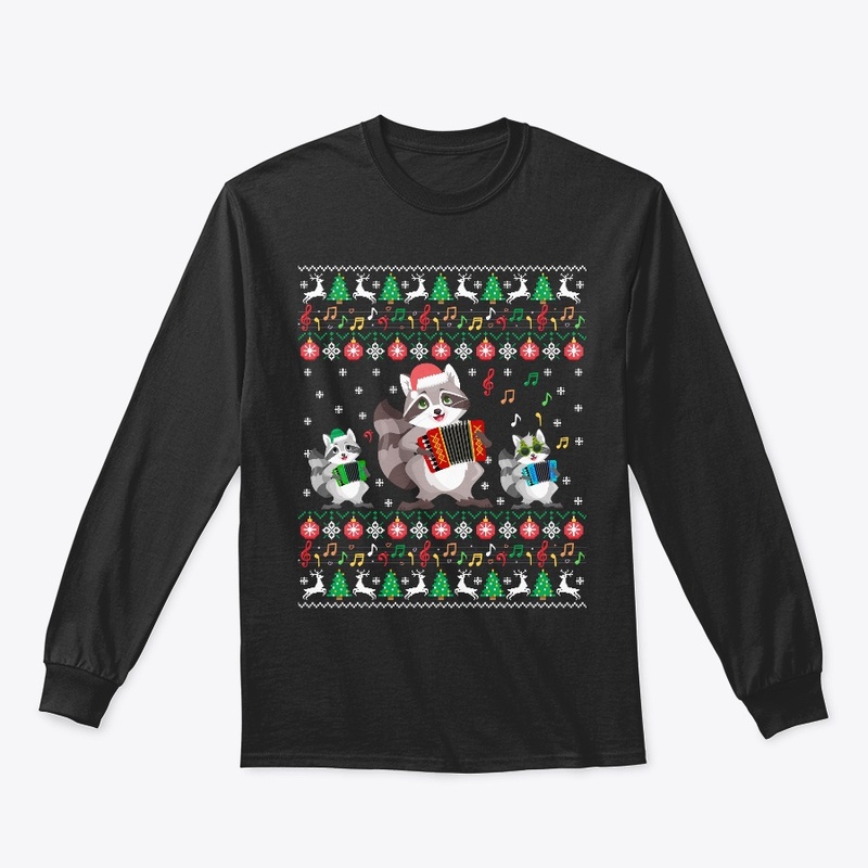 Christmas Raccoon Accordion Ugly Xmas