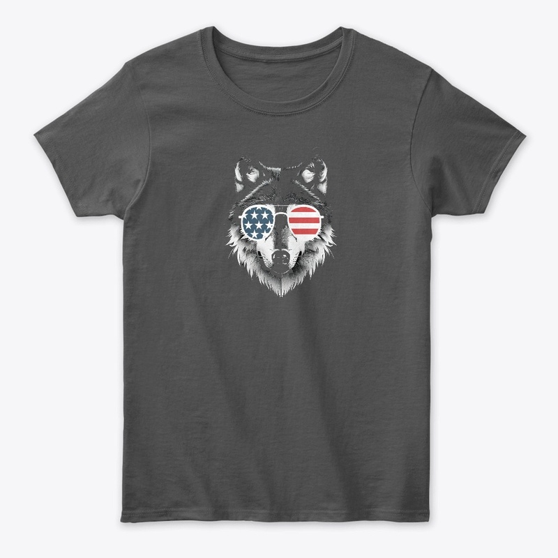 Wolf Art with American Flag Sunglasses