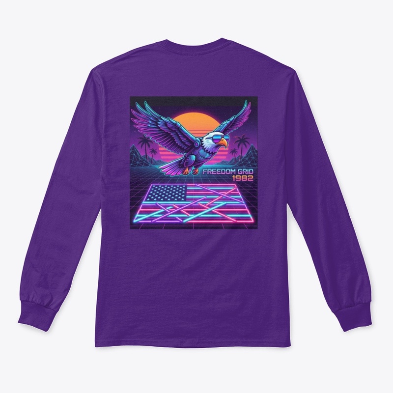 Retro-futuristic Neon American Eagle Tee