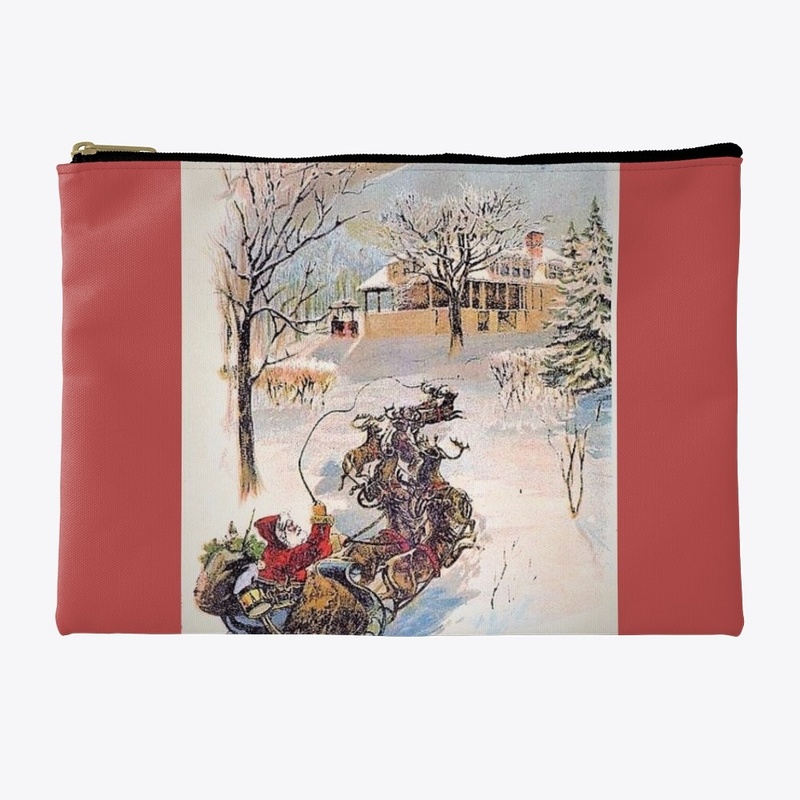 Vintage Santa driving his sleigh.