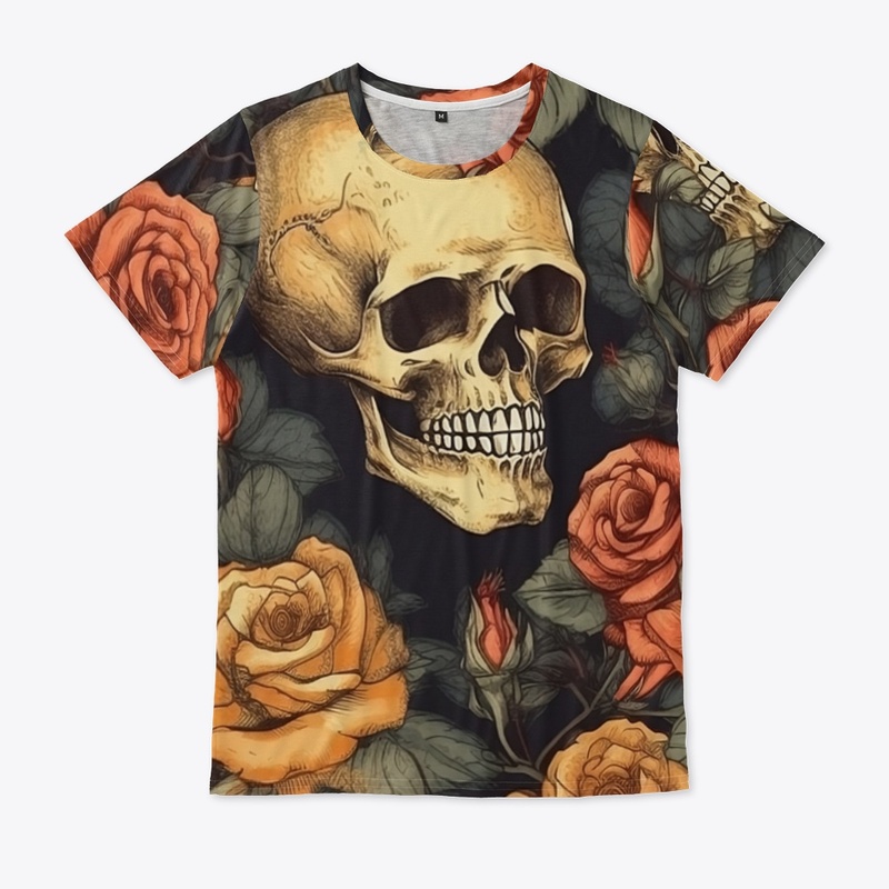 Skull and Roses All Over Print 