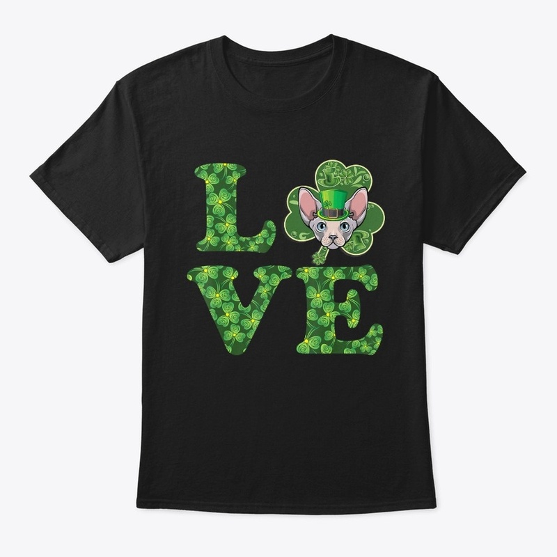Love Sphynx Cat Shamrock St Patrick Day