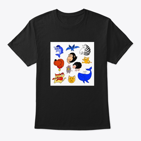 Animals Black T-Shirt Front