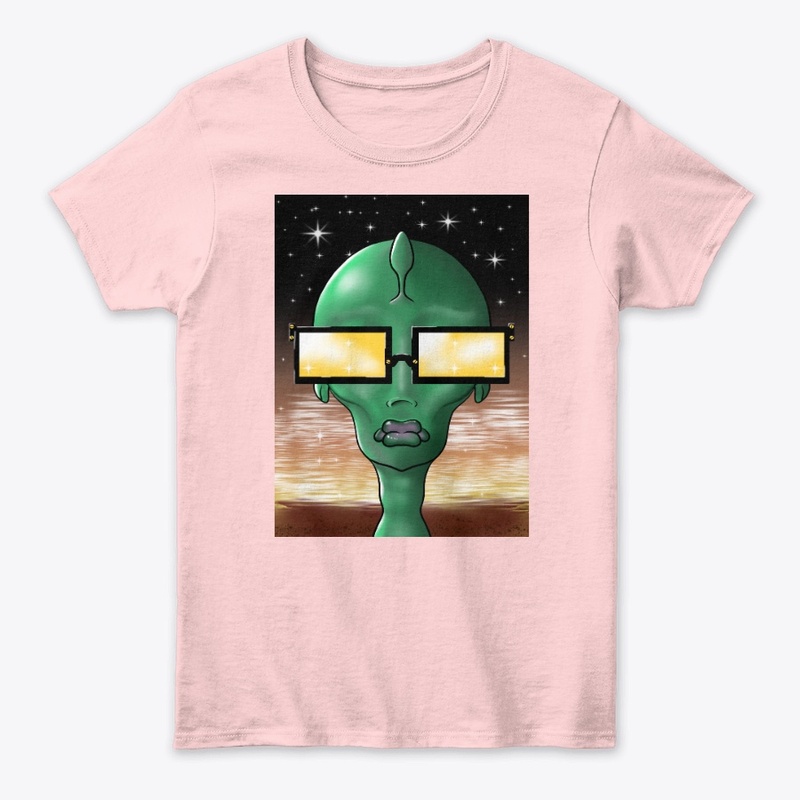 GREEN FEMALE ALIEN IN SUNGLASSES 