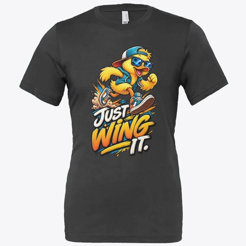 Just Wing It Funny Duck T-Shirt Design 