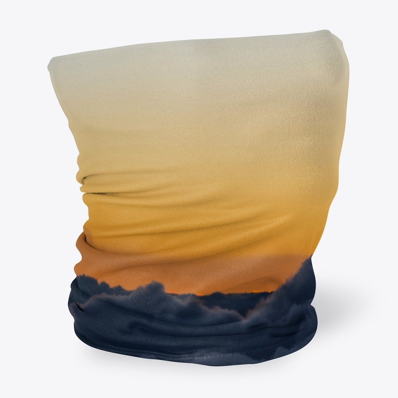 Yellow sunset over the clouds