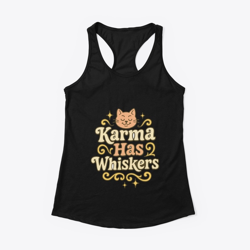 Karma Has Whiskers Retro Cat Tee Gift