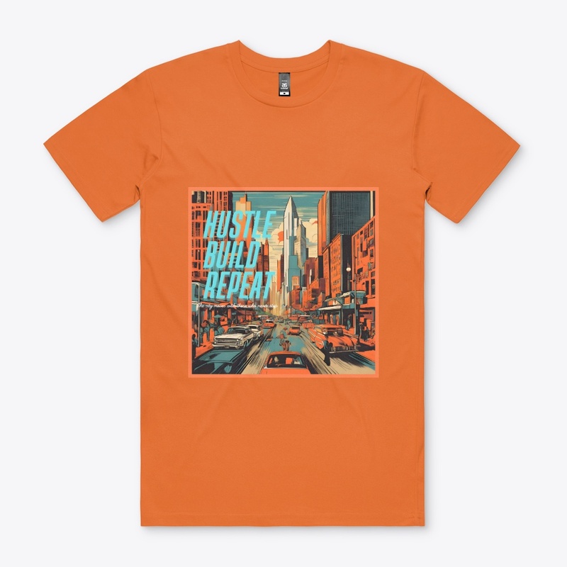 Hustle,Build,Repeat - Retro Cityscape