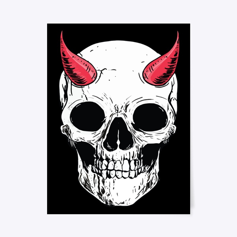 Skull with Red Horns 