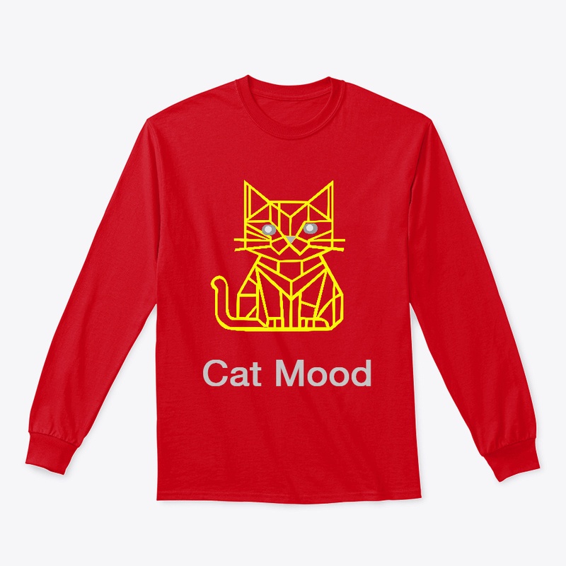 Cat Mood Geometric Neon Line Art T-Shirt