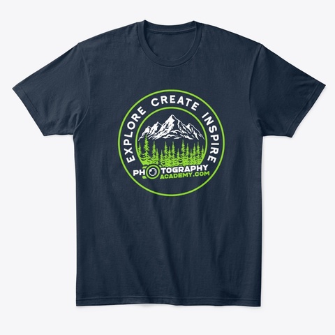Explore, Create, Inspire Unisex  Tee  New Navy T-Shirt Front