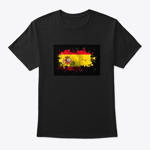 Bandera De Espana   Spanish Flag Black T-Shirt Front