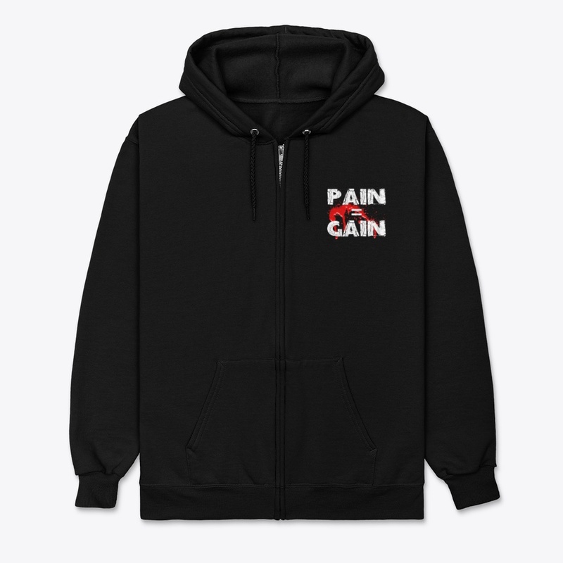 PAIN=GAIN Black Unisex ZipUp Hoodie