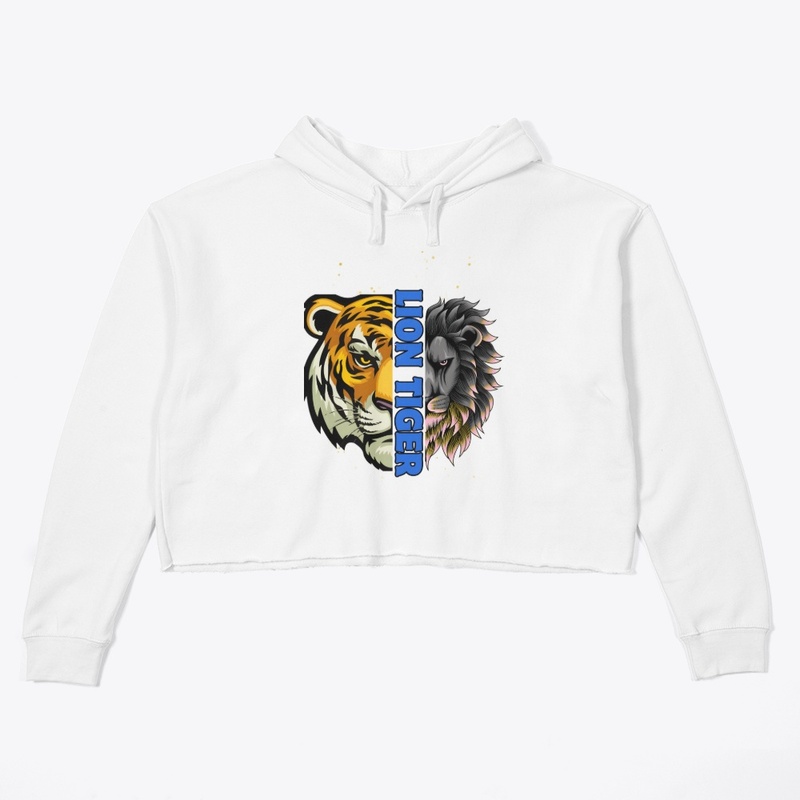 Lion Tiger white long Sleeve-Hodie (Man)