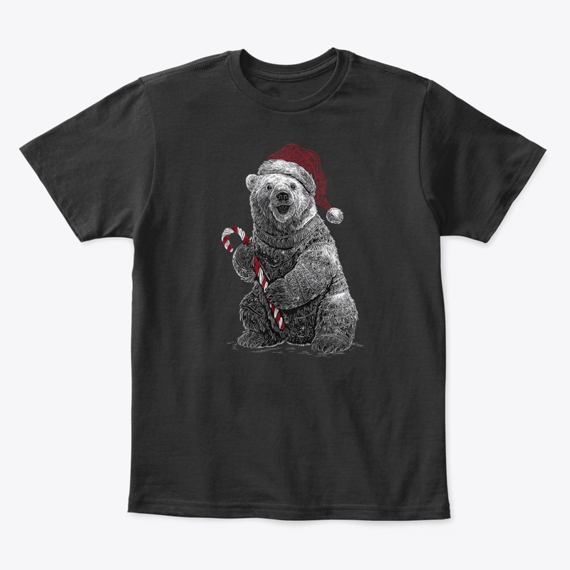Snowy Candy Cane Bear