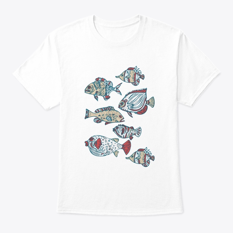 Linocut Tropical Fishes