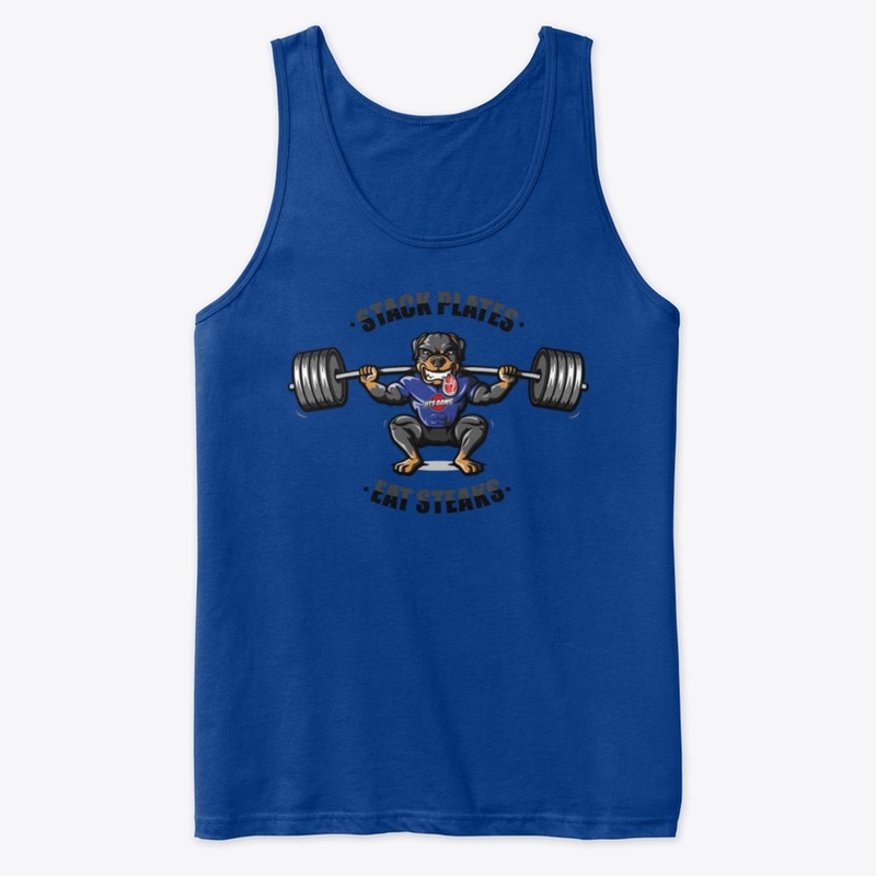 Stack plates, Eat steaks tank!